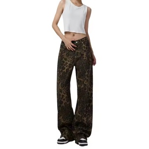 Jeans de Mujer al por Mayor, Diseño Nuevo, Alta Calidad, Estilo Vintage, Estampado de Leopardo, 100% Algodón, Cintura Baja, Corte Holgado - Product Image 2