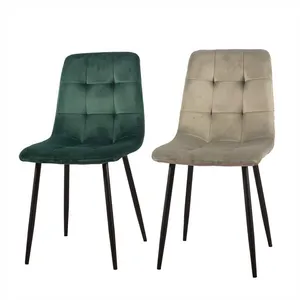 China Wholesale Modern Upholstery Restaurant Chair Powder Coating Metal Leg Fabric Velvet Dining Chair