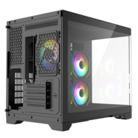 Casing kubus MATX putih kualitas bagus casing komputer kaca melengkung mendukung BTF MB Dual 360 AIO ATX PSU 40 seri GPU casing PC Game