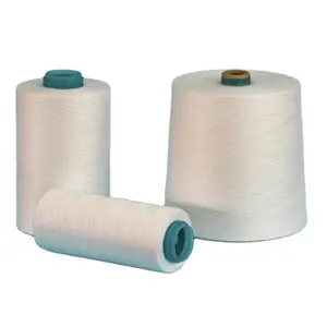 Raw White 40/2 Spun Polyester Sewing Thread Heat Set Hairless Condition In Paper Cone For Sewing Directly