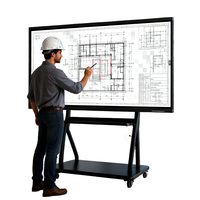 Papan Tulis Interaktif 4K 55 65 75 86 98 Inci Dual OS Android Windows Multi Touch Smart Board untuk Sekolah, Ruang Kelas, dan Ruang Rapat
