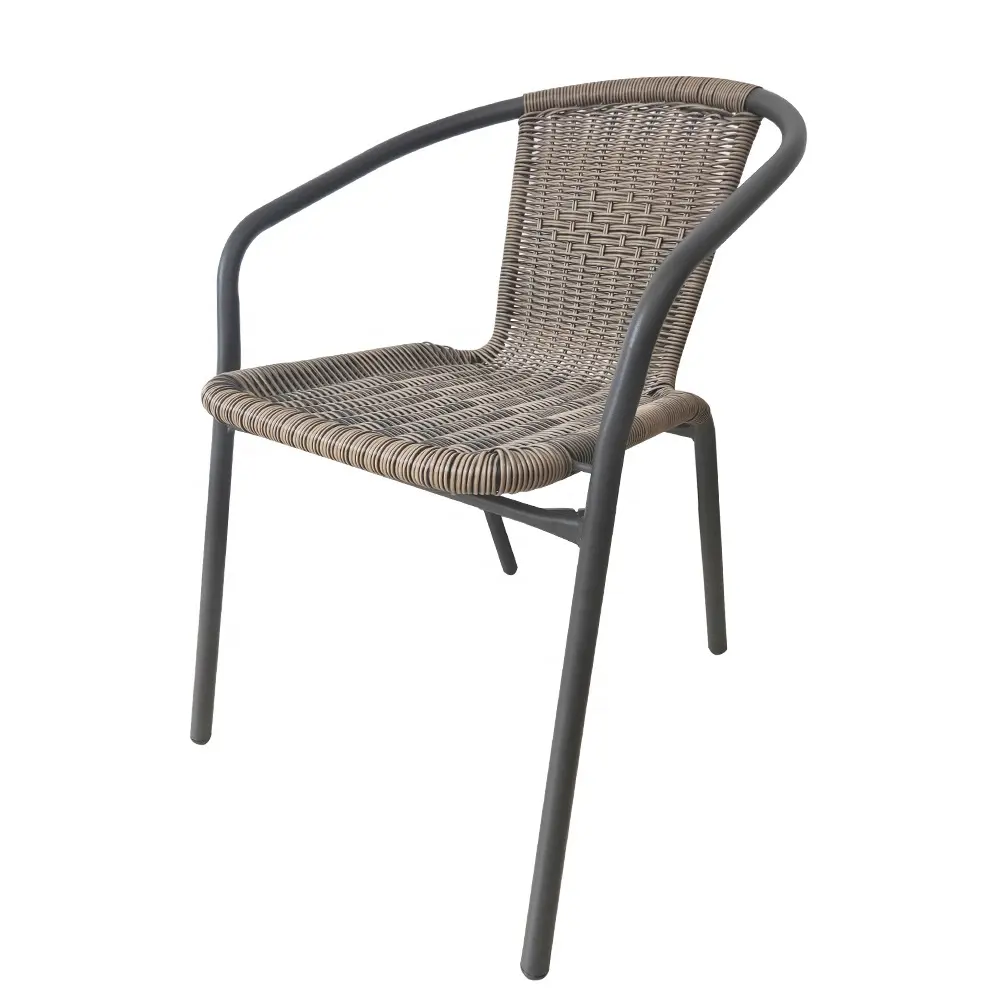 프랑스 의자 비스트로 저렴한 위커 테이블 및 발코니 야외 가구 전원 코팅 금속 정원 등나무 의자
