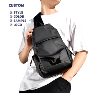 Nuova Borsa a Tracolla in Pelle per <span class=keywords><strong>Ragazzi</strong></span>, Utilizzabile come Marsupio, Capacità 20-36L, Stile Normcore/Minimalista, Grigio Nero Trendy - Product Image 1