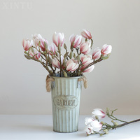 Branche de fleur de magnolia artificielle en plastique de soie 3D de haute qualité, toucher réel, pour mariage, nouvel an, Noël, décoration de la maison