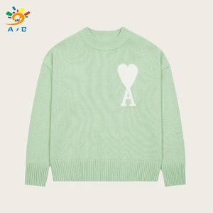Maglione Casual Morbido da <span class=keywords><strong>Donna</strong></span> con Etichetta Personalizzata, Motivo a Cuore, Antirughe, Traspirante, in <span class=keywords><strong>Cotone</strong></span>, Collo a V, Maniche Lunghe - Product Image 2