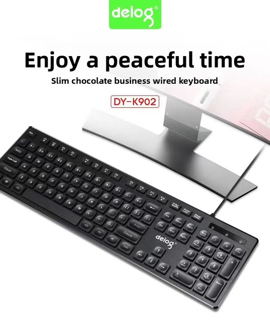 Deiog DY-902 New Ultra-Thin Chocolate USB Programmable Capacitive Full Size 104-Key Ergonomic Desktop Keyboard Plastic Wholesale