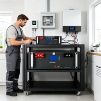 Batterie LiFePO4 19 pouces pour rack, pack de batteries intelligentes BMS 51,2V 100Ah 5,12kWh, communication RS232 CAN, installation au sol et en rack disponible