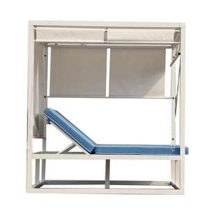 Lit de plage double de luxe en rotin avec auvent pour cour, villa, parc, hôtel et salon – Daybed d'extérieur - Product Image 2