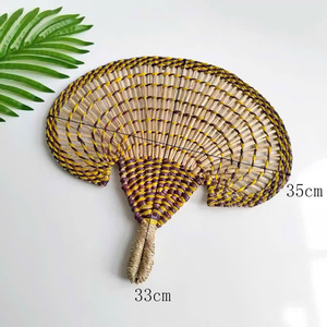 Paja de hierba de mar tejida a mano, abanico de mano colorido, colgante de pared de casas de familia, Fondo, decoración para sala de estar, regalos de boda, recuerdos - Product Image 4