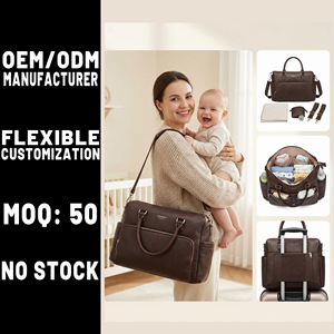 กระเป๋าผ้าอ้อมอเนกประสงค์จากผู้ผลิต OEM แฟชั่นหนังสำหรับคุณแม่คุณพ่อ กระเป๋าเดินทางขนาดใหญ่สำหรับเด็ก พร้อมช่องใส่ของ 13 ช่อง - Product Image 1