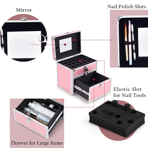 Portable Nail Case Storage Traveling Manicure Carrying Case with Mirror Makeup Train Cases Beauty <b>Box</b> for Cosmetics Nail <b>Tools</b> - Product Image 4