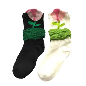 Calcetines de mujer Sweet Stereoscopic Flower Little Fresh Socks Calcetines midtube con estampado personalizado