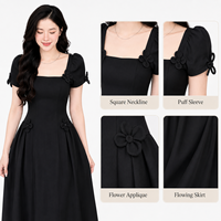 Robe personnalisée pour femme, vêtements sur mesure, manches bouffantes, fleurs 3D, robe de soirée décontractée d'été, robe maxi pour femme