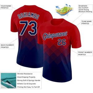 Custom Gradient Baseball Jersey Unisex Short Sleeve Crew Neck Sublimated Print Moisture Wicking Team Uniform - Product Image 2