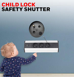 Boîte de <span class=keywords><strong>prise</strong></span> de courant de bureau couleur argent <span class=keywords><strong>pince</strong></span> enfichable à 4 voies 3 prises ca Ports USB pour bureau de table - Product Image 6