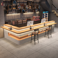 Comptoir de bar de style industriel Café-restaurant Barbecue Restaurant Barre lumineuse Table avant avec processus de cuisson en laque Bureau d'accueil