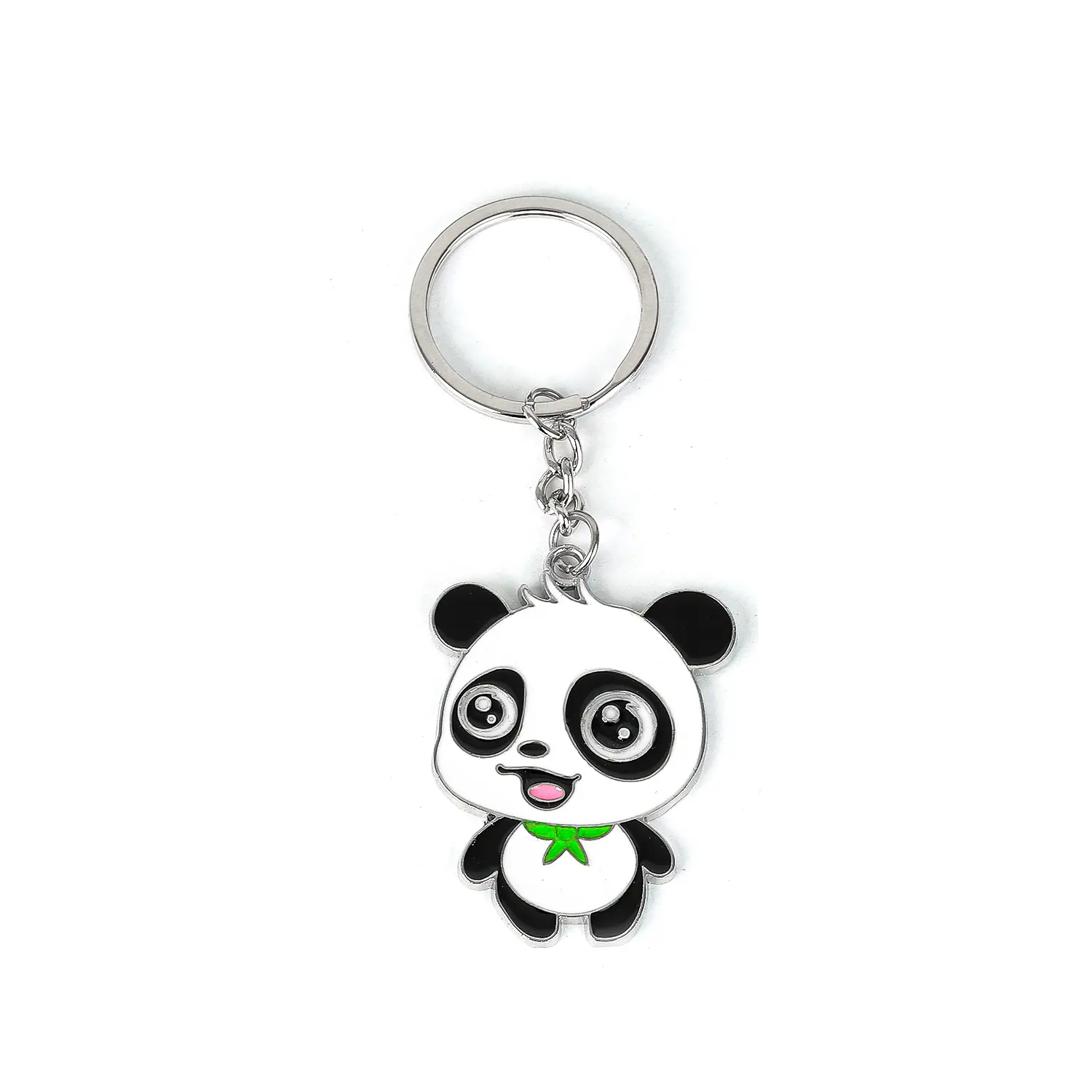 Sống Động Và Dễ Thương Panda Chủ Đề Thép Không Gỉ Vòng Chìa Khóa Đồ Trang Trí Túi Mặt Dây Chuyền Móc Chìa Khóa Kim Loại Keychain