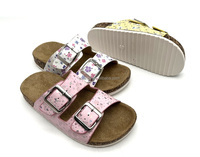 Impression spéciale OEM Logo personnalisé bout ouvert PVC injection semelle plate daim liège chaussures antidérapantes pour enfants-tendance de la mode pour l'été