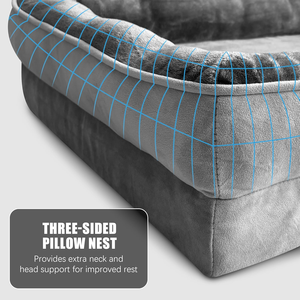 Waterproof and Washable Indoor Dog Bed Portable Orthopedic Nest with Boucle Cover <b>Plush</b> Rectangle Pet Nest with Solid Pattern - Product Image 4