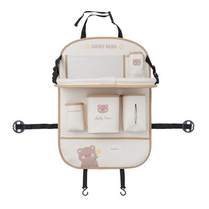 Lucky Bear <b>Car</b> Seat Back Storage Bag With <b>Table</b> Pink Beige Waterproof Multi Functional For <b>Car</b> Interior Organization - Product Image 4