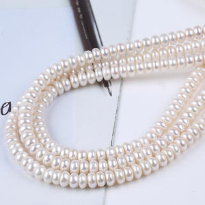 Perles d'eau douce naturelles blanches Zhuji 8-9 mm, perles rondes plates 8-9 mm pour collier, bracelet, boucles d'oreilles DIY - Vente en gros - Product Image 2