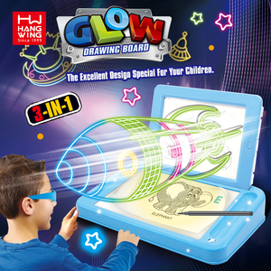 批发可擦除学龄前儿童发光新风格教育玩具带眼镜霓虹灯3D魔术绘图板 - Product Image 2