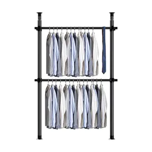 Bedroom Portable Steel Kid Wardrobe Clothes Rail Heavy Duty Garment Rack Retractable Adjustable Storage Rack Shelf For Wardrobe