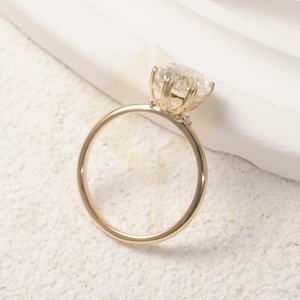 แหวนเพชรสำหรับงานแต่งงานทรงรี10K สีทองสำหรับห้องปฏิบัติการเครื่องประดับเพชรชั้นดีแหวนหมั้นทองในห้องปฏิบัติการ - Product Image 5