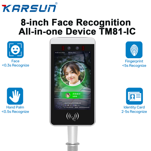 Karsun 8 Inch Face Recognition Camera Access Control Facial Biometric Time Attendance for Entrance Gym/Concerts/Theme Parks