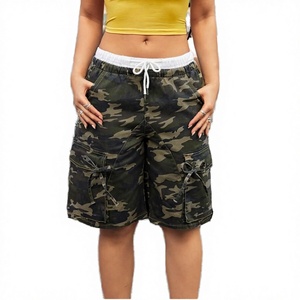 HanOu New Arrivals Wholesale Trendy Fashion Casual High Elastic Waist Breathable Woven <b>Camouflage</b> Print Streetwear Midi Pants - Product Image 3