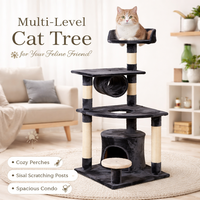 Arbre à chat multi-niveaux en velours doux et durable avec poteaux à gratter en sisal pour espace de jeu à domicile