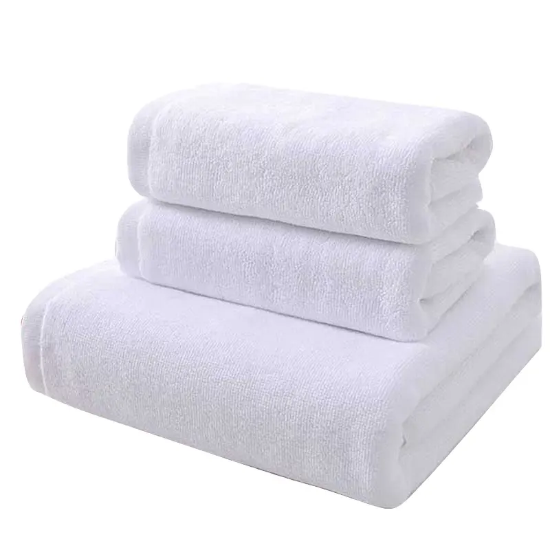 Ensemble de serviettes d'hôtel de haute qualité Serviette d'hôtel 100% coton avec logo Serviette de bain en éponge de coton blanc