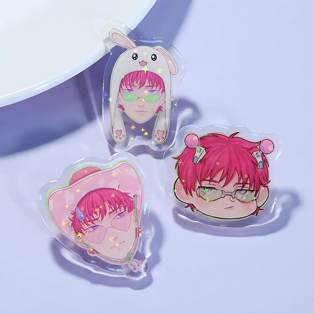 Porte-clés Anime Vente en gros Impression personnalisée Porte-clés acrylique Porte-clés acrylique personnalisé Couleur claire Pendentif transparent Découpe laser