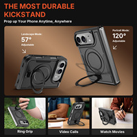 Étui de téléphone robuste pour iPhone Duo, magnétique 360° °   Coque de téléphone portable hybride TPU+PC anti-chute avec béquille rotative