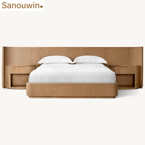 โครงเตียงไม้โอ๊คแท้ ดีไซน์มินิมอล พร้อมโต๊ะข้างเตียง โครงเตียงยอดนิยมสำหรับการใช้ชีวิตในบ้าน - Product Image 1