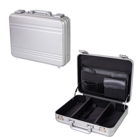 Mallette en aluminium argenté avec poche, mallette professionnelle en aluminium pour ordinateur portable, mallette portable rigide