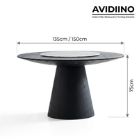 Table de salle à manger rotative de luxe en marbre naturel, plateau en placage de bois d'orme, table de banquet pivotante pour la maison et les restaurants