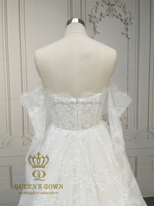 Vestido <span class=keywords><strong>de</strong></span> <span class=keywords><strong>Novia</strong></span> Clásico y Elegante QUEENSGOWN, Estilo <span class=keywords><strong>Sirena</strong></span>, con Hombros Descubiertos, Encaje Francés <span class=keywords><strong>de</strong></span> Alta Calidad y Cola Desmontable - Product Image 6