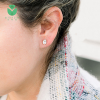 Boucles d'oreilles clous Betterstar personnalisées en or massif 10K/14K/18K avec diamants de laboratoire taille ovale à quatre griffes, certifiées IGI, pour mariage et fiançailles