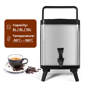 MOSEENER Distributeur carré isolé <span class=keywords><strong>de</strong></span> boissons pour thé à bulles Seaux isolés pour thé au lait Baril pour boissons chaudes avec robinet - Product Image 1