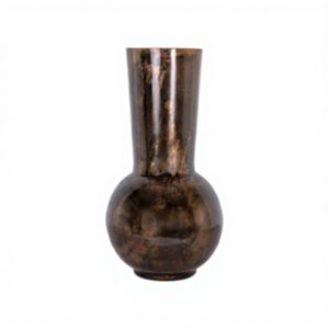 Vase de table en bronze fait main au design esthétique et épuré, base ronde, col effilé, vase décoratif en métal au design traditionnel - Product Image 1