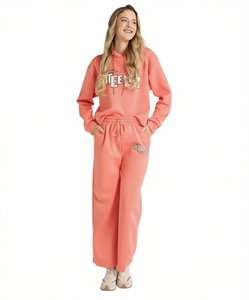 Tuta da donna Jelaws con cappuccio, vestibilità ampia, lunghezza intera, 100% cotone, traspirante, casual, set felpa e pantaloni, per l'autunno - Product Image 1