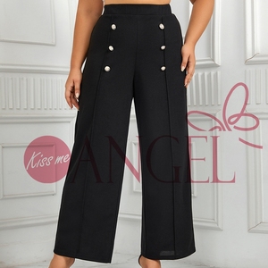 KISS ME ANGEL printemps et automne <span class=keywords><strong>grande</strong></span> <span class=keywords><strong>taille</strong></span> double boutonnage lâche jambe droite pantalon décontracté pantalon large femmes trajet - Product Image 1