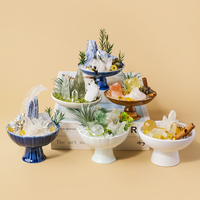Cuenco de la Abundancia de Cristales Naturales Mixtos en Bruto con Pedestal de Cerámica, Adorno de Mesa de Piedras Preciosas Curativas, Decoración Feng Shui para el Hogar