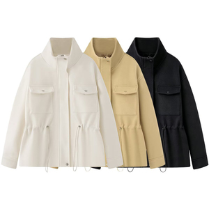Chaqueta de Lana Personalizada para Mujer 2026 con Cuello Mao y Cintura Ajustable, Abrigo Corto Versátil Resistente al Viento para Oficina y Uso Diario - Product Image 1