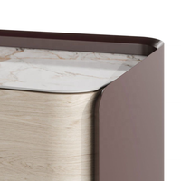 Commode moderne sur mesure avec design plat, dessus en marbre, panneau arrière mat en mélamine, armoire de rangement, buffet