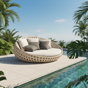 Chaise en rotin en forme <span class=keywords><strong>de</strong></span> cocon KMJ, moderne, imperméable, résistante au soleil, pour piscine, hôtel, balcon, chaises longues - Product Image 1