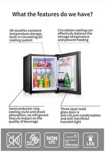 Vanace-<span class=keywords><strong>Mini</strong></span> réfrigérateur <span class=keywords><strong>de</strong></span> bar électrique BCH-40B 33 litres refroidisseur à 5 ~ 8 degrés, porte en mousse noire thermoélectrique sans bruit pour hôtels - Product Image 6