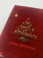 Nouveau carnet en tissu peluche de Noël, reliure cousue, 80 feuilles, éléments brodés mignons, logo personnalisé, couleur personnalisée