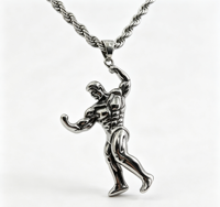 Collier pendentif musculation en acier inoxydable 316L - Bijou de fitness pour homme avec chaîne maille gourmette, prêt à offrir
